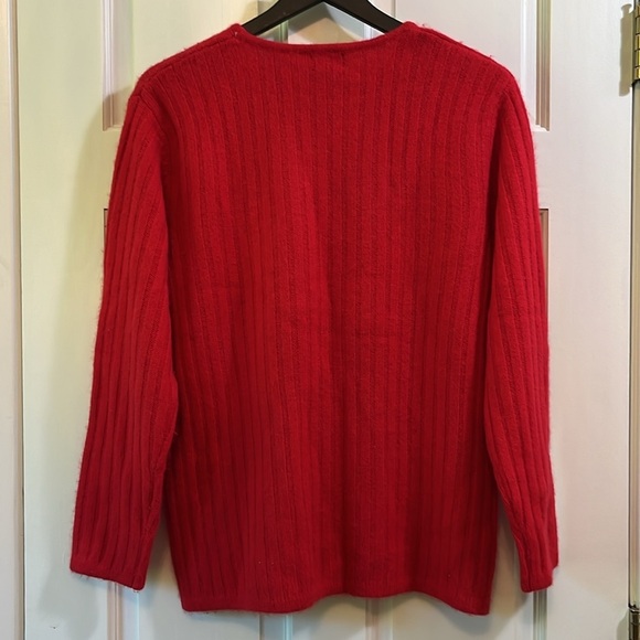 Vintage Rafaella Angora Lambswool Nylon Blend Red Ribbed Sweater - Size Medium - Picture 5 of 8